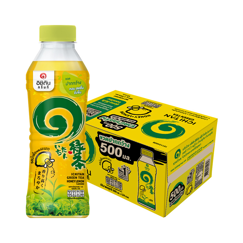 อิชิตัน ชาเขียวพร้อมดื่ม รสน้ำผึ้งผสมมะนาว 500 มล. x 24