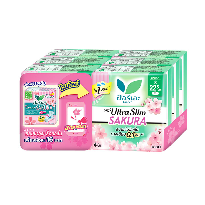 LAURIER Super Ultra Slim Sakura 22.5 cm 4 pcs x 6