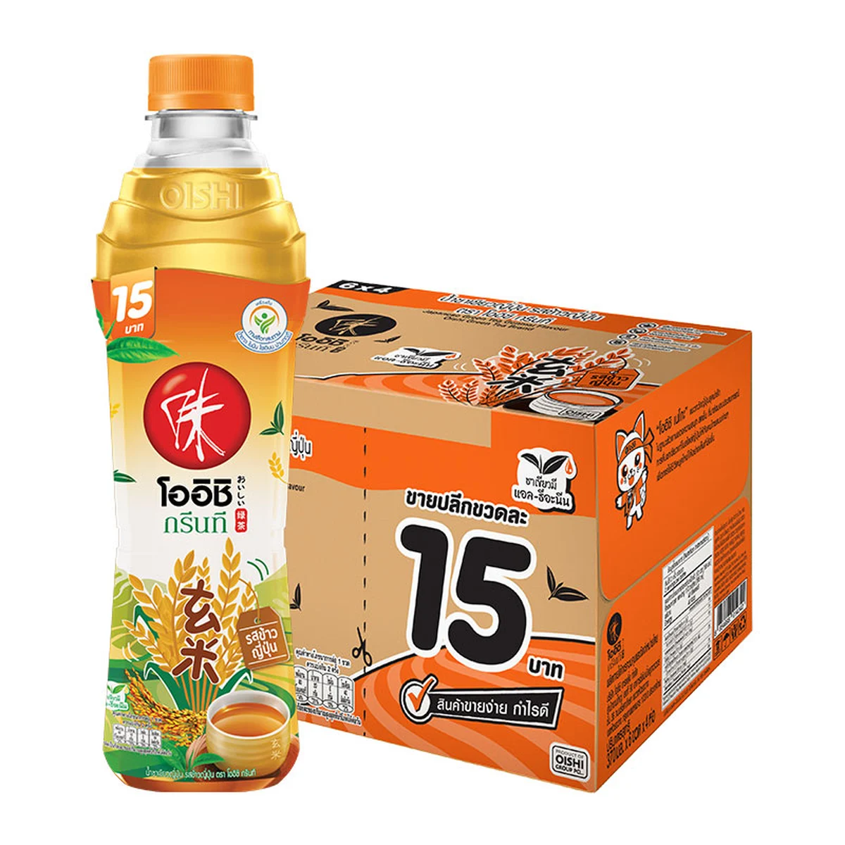 โออิชิ ชาเขียวพร้อมดื่ม รสข้าวญี่ปุ่น 370 มล. x 24