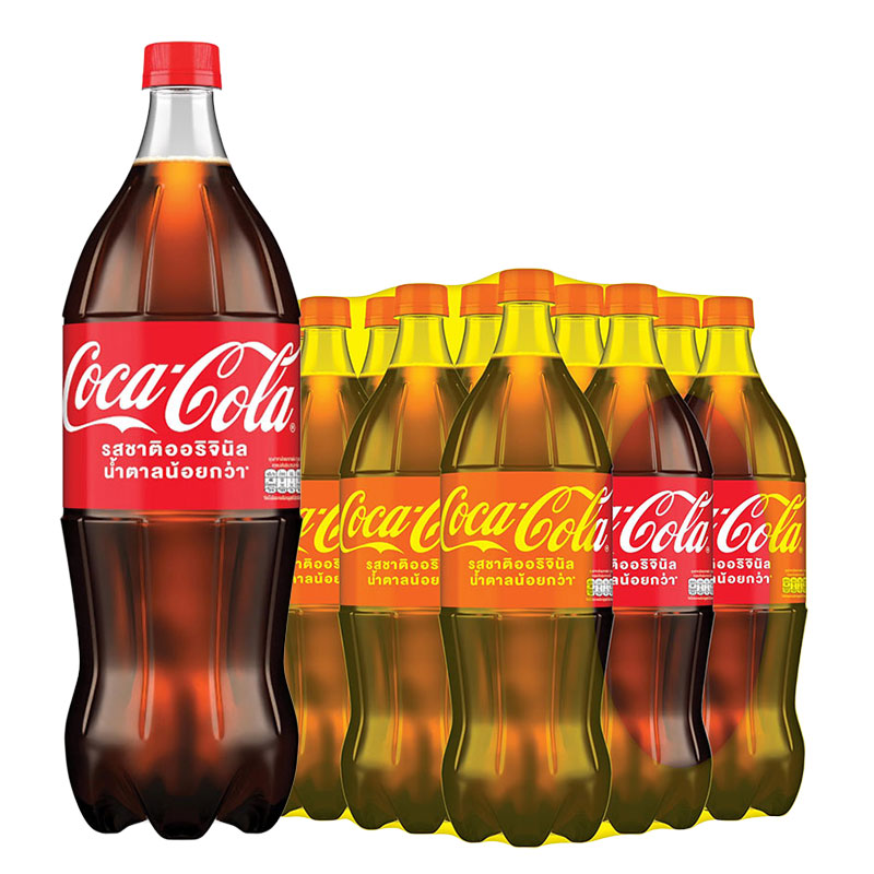 โค้ก เครื่องดื่มน้ำอัดลม รสออริจินัล น้ำตาลน้อยกว่า 1.25 ล. x 12