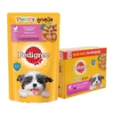 Thumbnail 1 of เพดดิกรี เพาช์ อาหารสูตรลูกสุนัข รสไก่ในน้ำเกรวี่ 130 กรัม x 12 ซอง