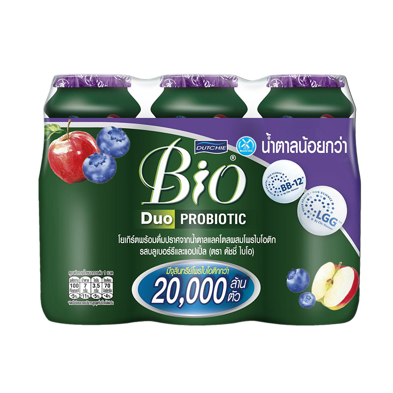 DUTCHIE BIO Drinking Yoghurt Probiotic Lactose Free Blueberry&Apple 150 ml x 3