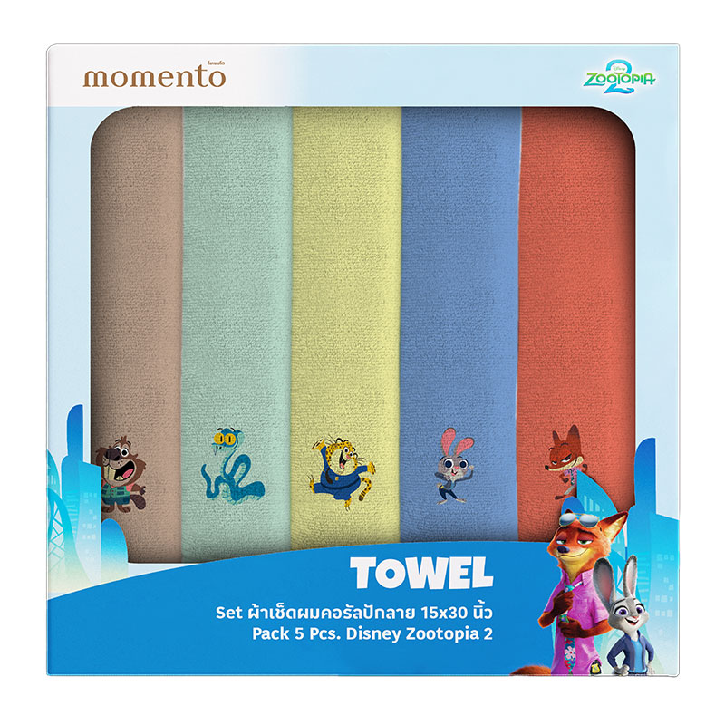 MOMENTO Zootopia Coral Hair Towel 15x30" 5 Pcs
