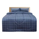 Thumbnail 3 of โมเมนโต ผ้าปูที่นอนเสมือนคอตตอนลายตาราง สีน้ำเงิน 6 ฟุต+ผ้านวม
