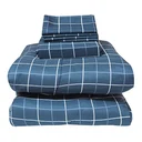 Thumbnail 2 of โมเมนโต ผ้าปูที่นอนเสมือนคอตตอนลายตาราง สีน้ำเงิน 6 ฟุต+ผ้านวม