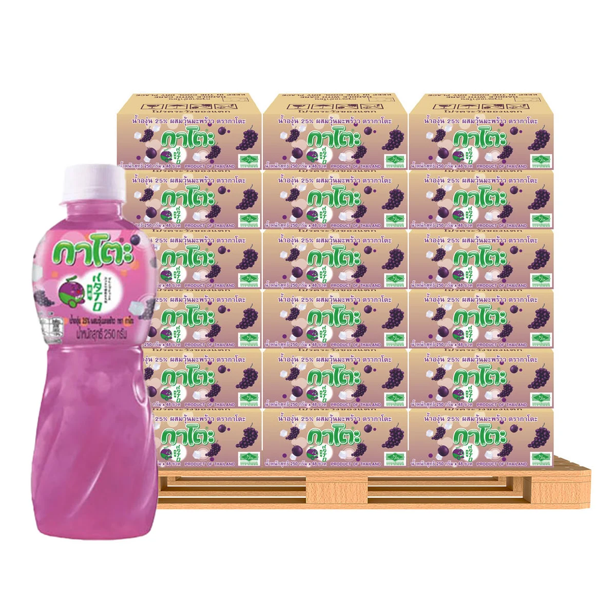 KATO 25% Grape Juice with Nata de Coco 250 ml 6 bottles 48 packs x 20 carton