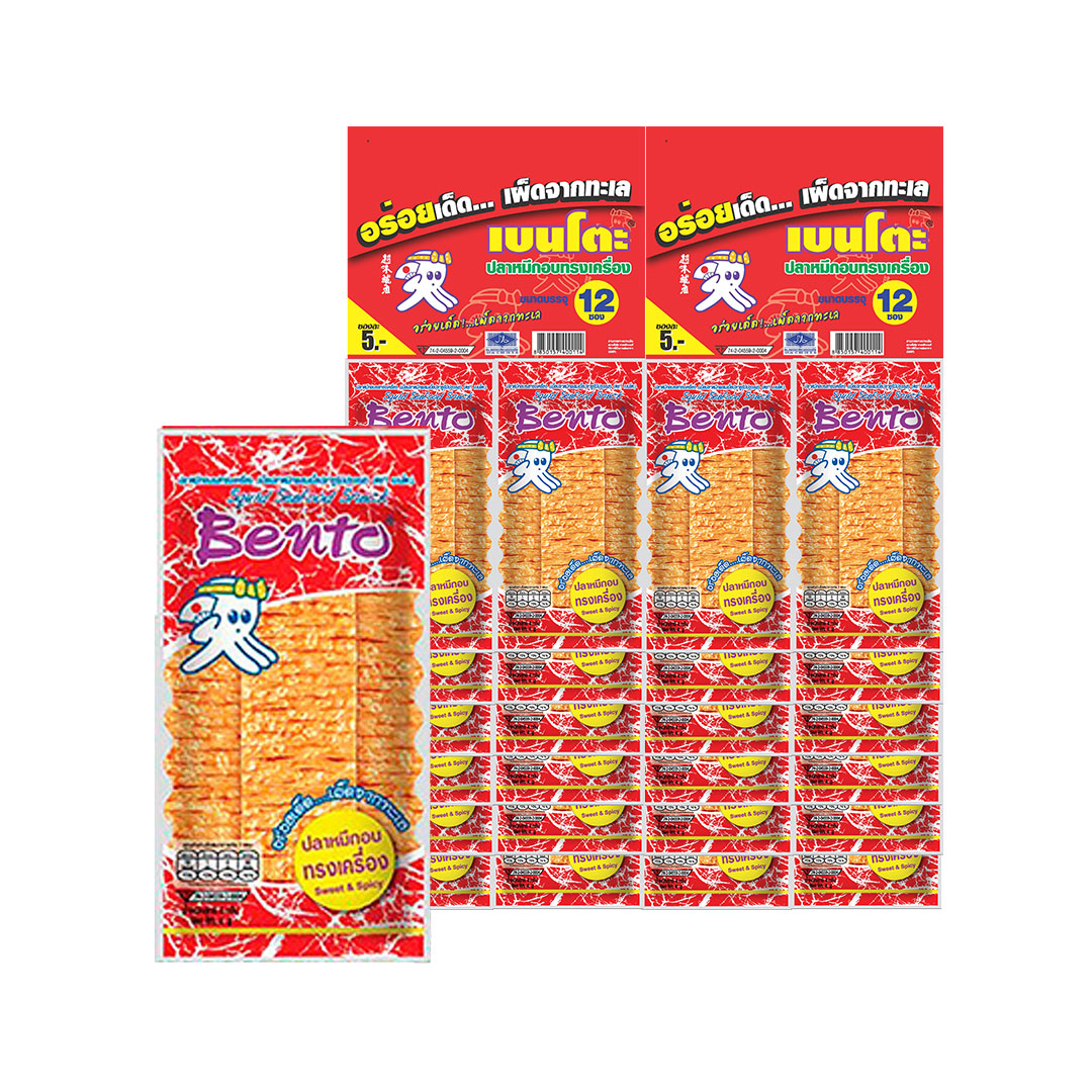 BENTO Bento Squid Seafood Snack Sweet & Spicy 4 g 12 pcs x 20