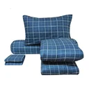 Thumbnail 4 of โมเมนโต ผ้าปูที่นอนเสมือนคอตตอนลายตาราง สีน้ำเงิน 3.5 ฟุต+ผ้านวม