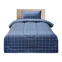 Thumbnail 3 of โมเมนโต ผ้าปูที่นอนเสมือนคอตตอนลายตาราง สีน้ำเงิน 3.5 ฟุต+ผ้านวม