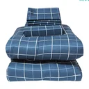 Thumbnail 2 of โมเมนโต ผ้าปูที่นอนเสมือนคอตตอนลายตาราง สีน้ำเงิน 3.5 ฟุต+ผ้านวม