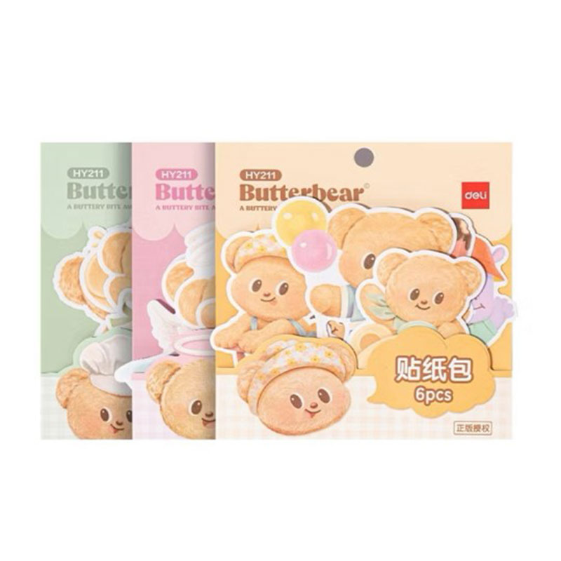 Butter Bear Sticker 72×60 mm 4 Colors Model HY211 Pack 12 pcs