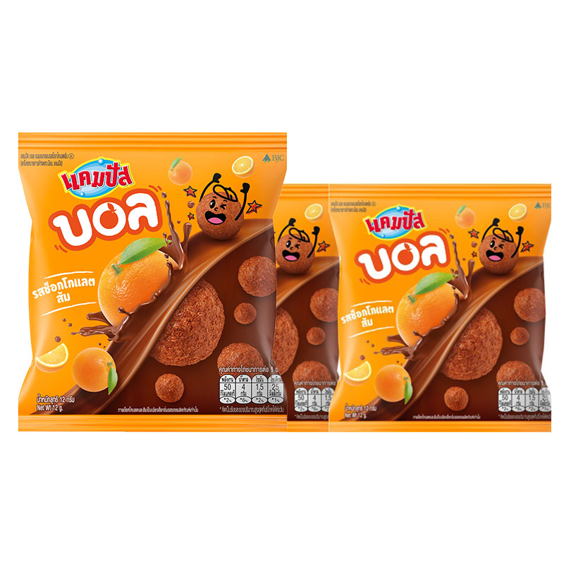 CAMPUS Ball Extruded Snack Coated with Orange Choco 12 g x 12