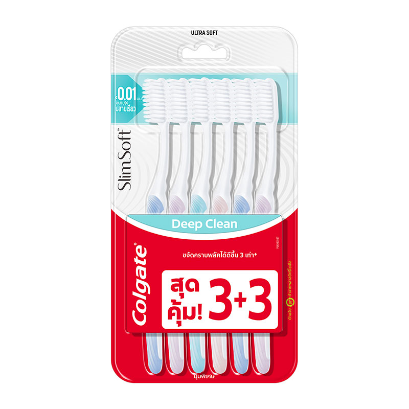 COLGATE TOOTHBRUSH ADULT Slim Soft Deep Clean Pack 3+3