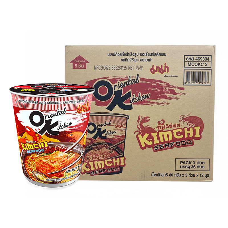 MAMA Oriental Kitchen Instant Cup Noodles Kimchi Seafood 80 g x 36