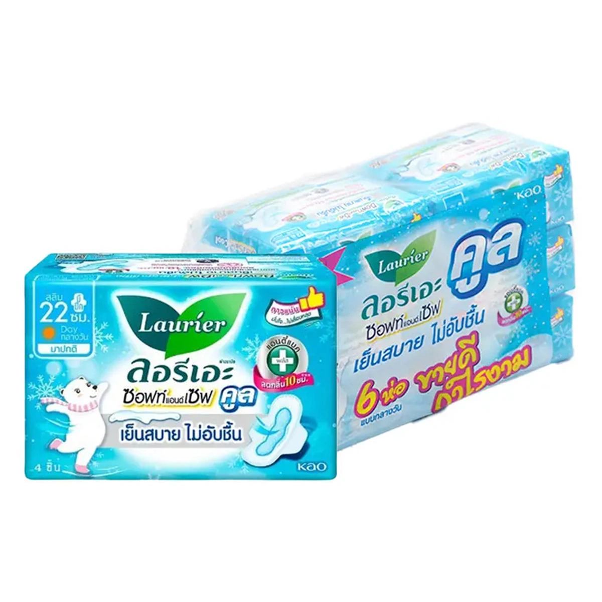 ลอรีเอะ ซอฟท์ แอนด์ เซฟ สลิมคูล ผ้าอนามัย 22 ซม. 4 ชิ้น x 6