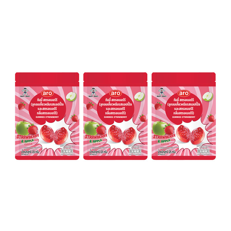 ARO Gummy Strawberry 125 g x 3