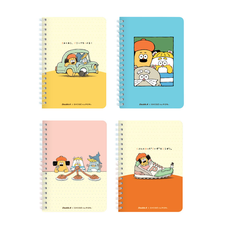 DOUBLE A Wire Binding Notebook A5 Ohige No Pon 80 gsm 60 sheets x 6