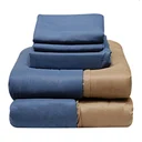 Thumbnail 2 of MOMENTO Micro Bed Sheet Navy/Brown 3.5 ft+Blanket