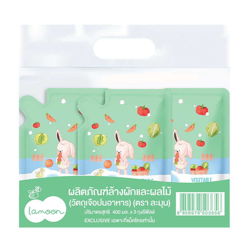LAMOON VEGETABLE AND FRUIT WASH 400 ML X 3